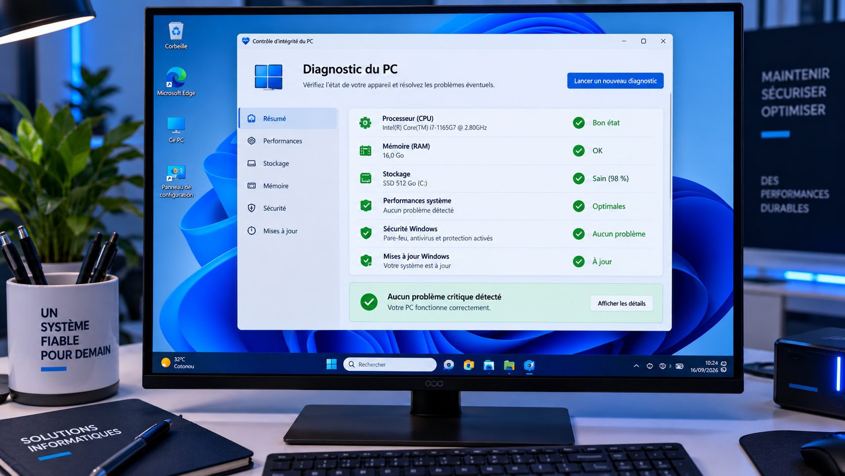 Diagnostic du PC : vérification des performances, du stockage et de la sécurité